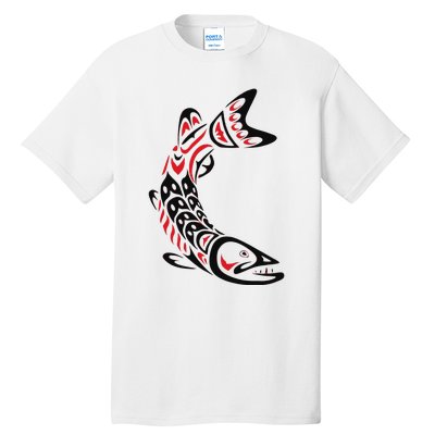 Pacific Northwest tribe art Salmon Fish Saltwater Fish Tall T-Shirt