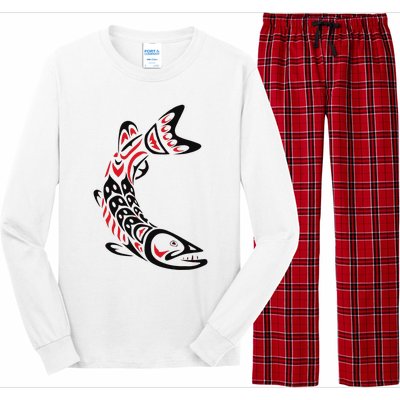 Pacific Northwest tribe art Salmon Fish Saltwater Fish Long Sleeve Pajama Set