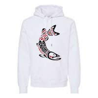 Pacific Northwest tribe art Salmon Fish Saltwater Fish Premium Hoodie