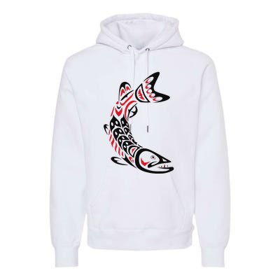 Pacific Northwest tribe art Salmon Fish Saltwater Fish Premium Hoodie