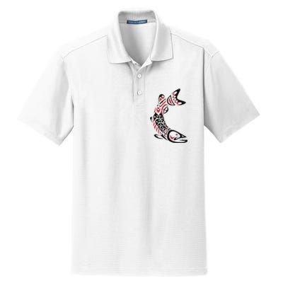 Pacific Northwest tribe art Salmon Fish Saltwater Fish Dry Zone Grid Polo