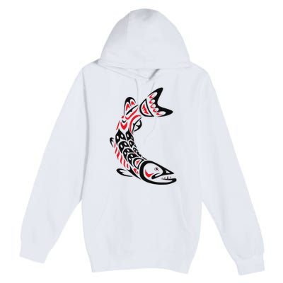 Pacific Northwest tribe art Salmon Fish Saltwater Fish Premium Pullover Hoodie