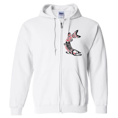 Pacific Northwest tribe art Salmon Fish Saltwater Fish Full Zip Hoodie