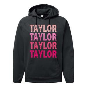 Personalized Name Taylor I Love Taylor Performance Fleece Hoodie