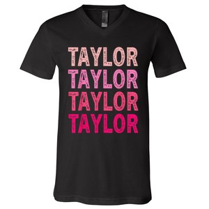 Personalized Name Taylor I Love Taylor V-Neck T-Shirt