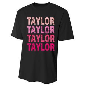 Personalized Name Taylor I Love Taylor Performance Sprint T-Shirt