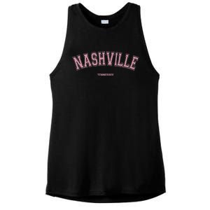 Pink Nashville Tennessee TN Varsity On Nashville Ladies PosiCharge Tri-Blend Wicking Tank