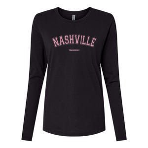 Pink Nashville Tennessee TN Varsity On Nashville Womens Cotton Relaxed Long Sleeve T-Shirt