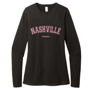 Pink Nashville Tennessee TN Varsity On Nashville Womens CVC Long Sleeve Shirt