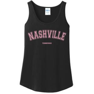 Pink Nashville Tennessee TN Varsity On Nashville Ladies Essential Tank