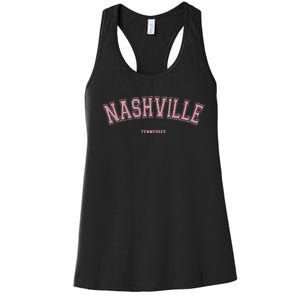 Pink Nashville Tennessee TN Varsity On Nashville Women's Racerback Tank