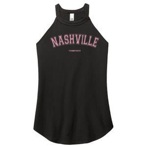 Pink Nashville Tennessee TN Varsity On Nashville Women's Perfect Tri Rocker Tank