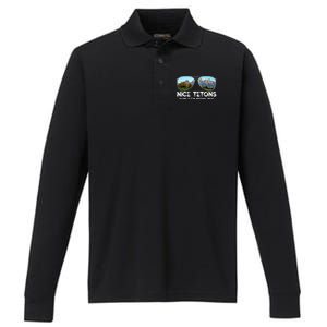 Punny Nice Tetons Teton Mountain Performance Long Sleeve Polo