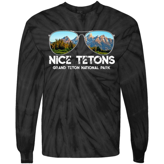 Punny Nice Tetons Teton Mountain Tie-Dye Long Sleeve Shirt