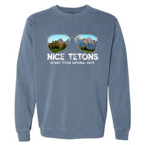 Punny Nice Tetons Teton Mountain Garment-Dyed Sweatshirt