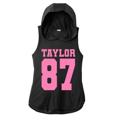 Pink Numbers Tay.Lor Ladies PosiCharge Tri-Blend Wicking Draft Hoodie Tank