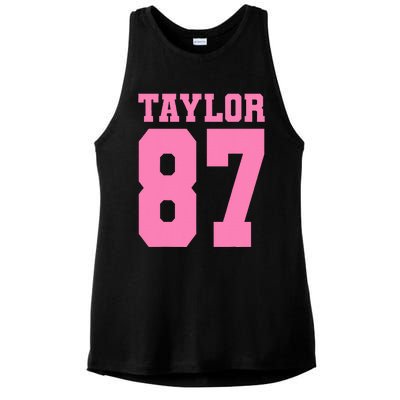 Pink Numbers Tay.Lor Ladies PosiCharge Tri-Blend Wicking Tank