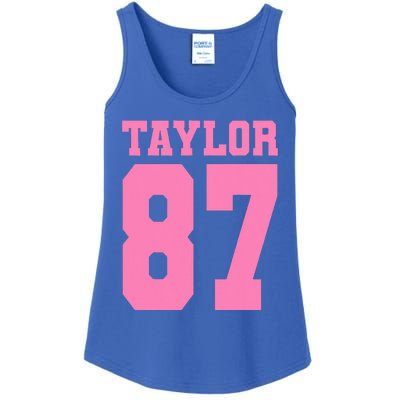 Pink Numbers Tay.Lor Ladies Essential Tank