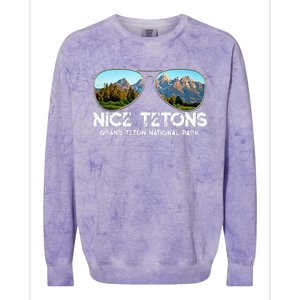 Punny Nice Tetons Teton Mountain Colorblast Crewneck Sweatshirt