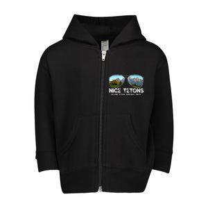 Punny Nice Tetons Teton Mountain Toddler Zip Fleece Hoodie