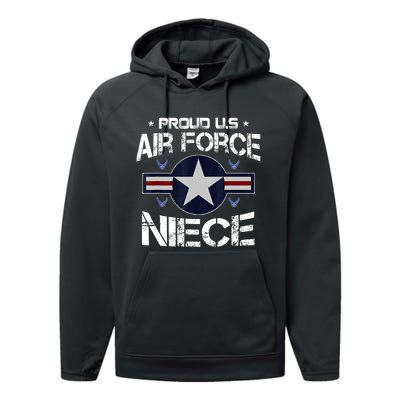 Proud Niece US Air Force Veteran Day Military Family Performance Fleece Hoodie