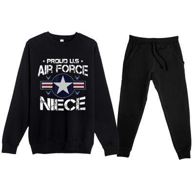 Proud Niece US Air Force Veteran Day Military Family Premium Crewneck Sweatsuit Set