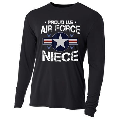 Proud Niece US Air Force Veteran Day Military Family Cooling Performance Long Sleeve Crew