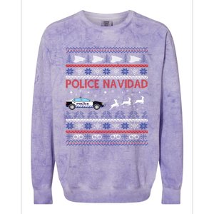 Police Navidad Ugly Christmas Design Gift Colorblast Crewneck Sweatshirt