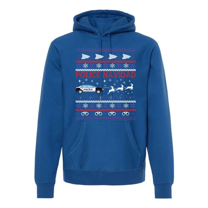 Police Navidad Ugly Christmas Design Gift Premium Hoodie