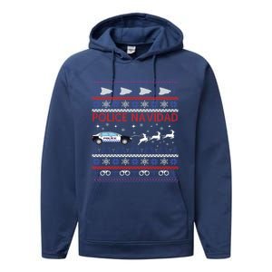 Police Navidad Ugly Christmas Design Gift Performance Fleece Hoodie