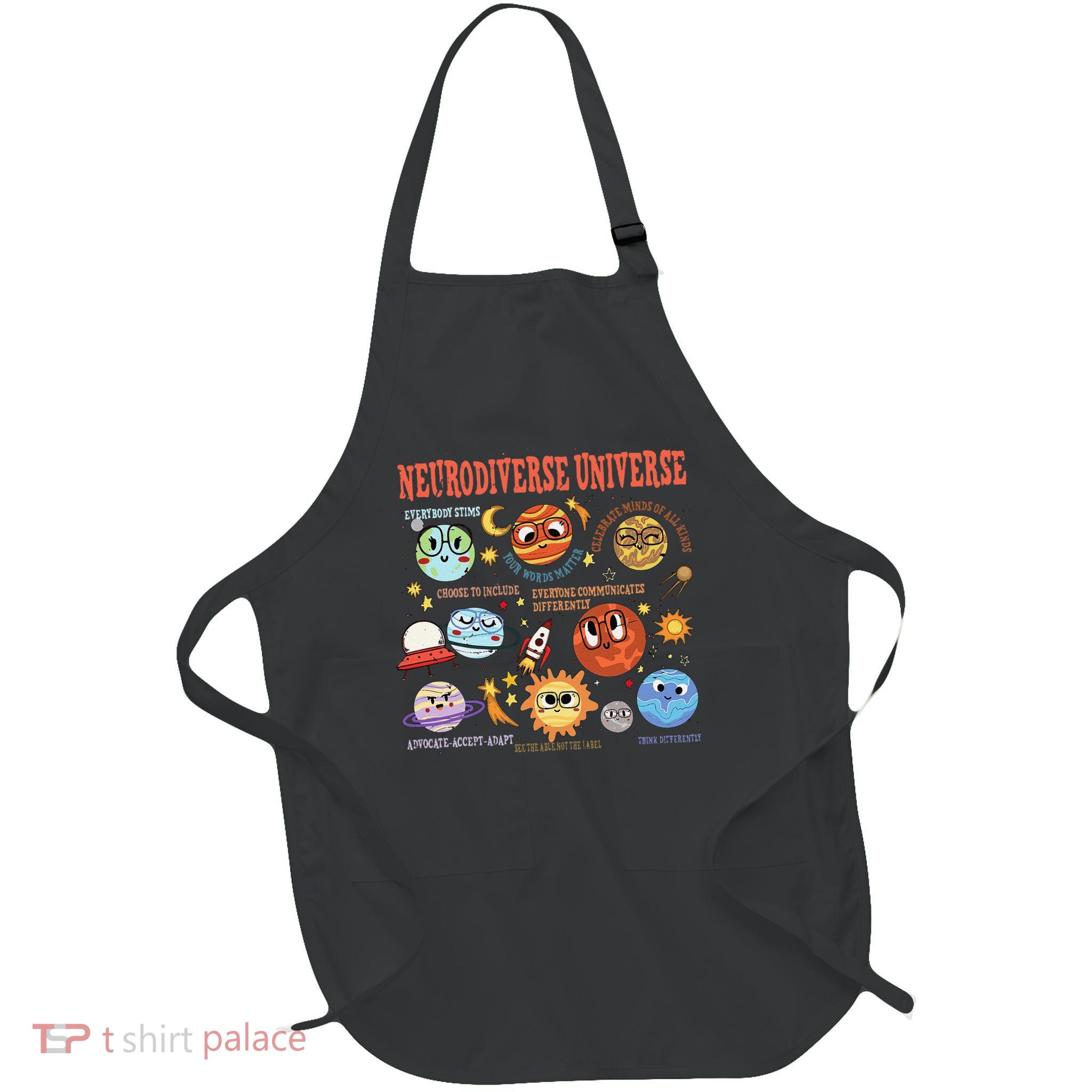 Planet Neurodiverse Universe Autism Awareness Support Squad Full-Length Apron With Pockets