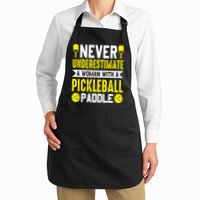Pickleball Never Underestimate A Woman With A Pickleball Paddle Apron