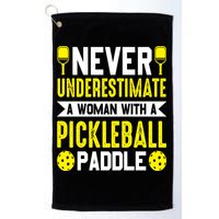 Pickleball Never Underestimate A Woman With A Pickleball Paddle Golf Towel