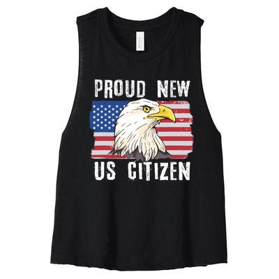 Proud New US Citizen Citizenship New USA Citizen Women's Racerback Cropped Tank