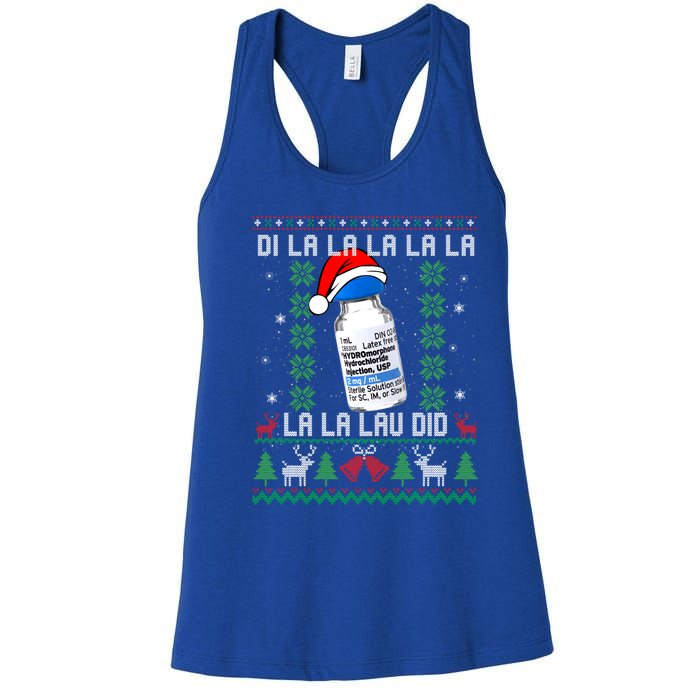 Pharmacist Nurse Ugly Christmas Sweater Di La La La Lav Did Gift Women's Racerback Tank