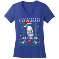 Pharmacist Nurse Ugly Christmas Sweater Di La La La Lav Did Gift Women's V-Neck T-Shirt