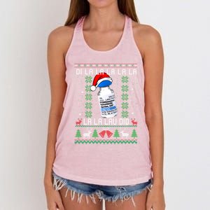 Pharmacist Nurse Ugly Christmas Sweater Di La La La Lav Did Gift Women's Knotted Racerback Tank