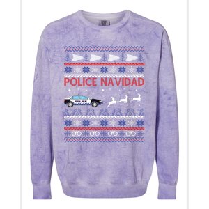 Police Navidad Ugly Christmas Design Gift Colorblast Crewneck Sweatshirt