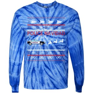 Police Navidad Ugly Christmas Design Gift Tie-Dye Long Sleeve Shirt