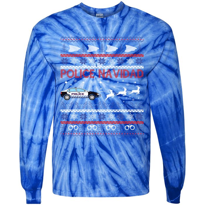 Police Navidad Ugly Christmas Design Gift Tie-Dye Long Sleeve Shirt