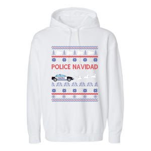 Police Navidad Ugly Christmas Design Gift Garment-Dyed Fleece Hoodie