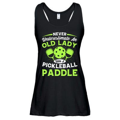 Pickleball Never Underestimate An Old Lady With A Pickleball Paddle Ladies Essential Flowy Tank