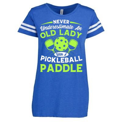 Pickleball Never Underestimate An Old Lady With A Pickleball Paddle Enza Ladies Jersey Football T-Shirt