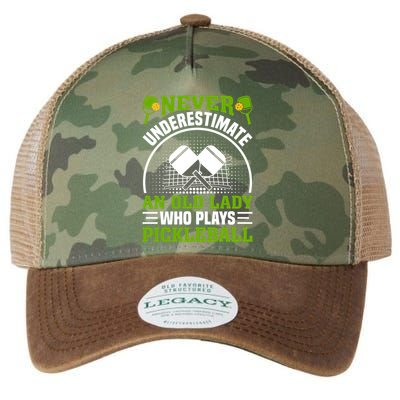 Pickleball Never Underestimate An Old Lady With A Pickleball Paddle Legacy Tie Dye Trucker Hat