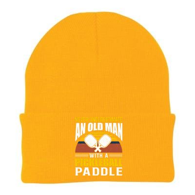 Pickleball Never Underestimate An Old Man With A Pickleball Paddle Knit Cap Winter Beanie