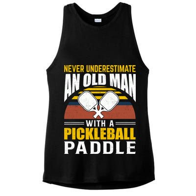 Pickleball Never Underestimate An Old Man With A Pickleball Paddle Ladies PosiCharge Tri-Blend Wicking Tank