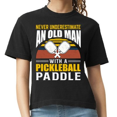 Pickleball Never Underestimate An Old Man With A Pickleball Paddle Comfort Colors Boxy T-Shirt