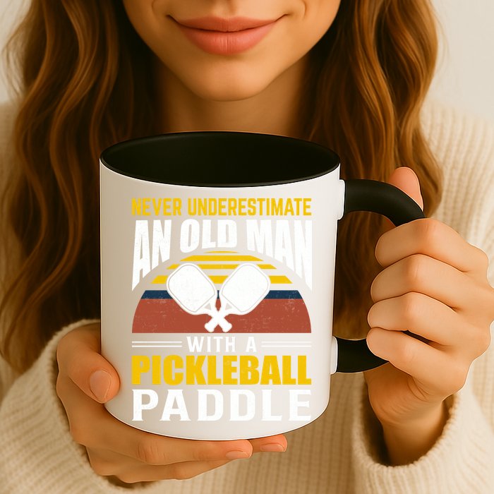 Pickleball Never Underestimate An Old Man With A Pickleball Paddle Mug