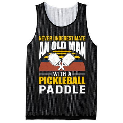Pickleball Never Underestimate An Old Man With A Pickleball Paddle Mesh Reversible Basketball Jersey Tank