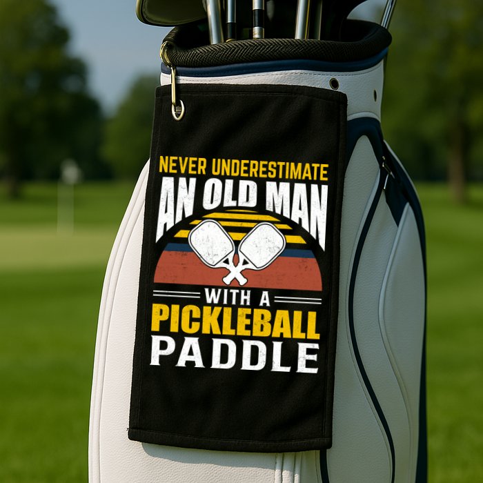 Pickleball Never Underestimate An Old Man With A Pickleball Paddle Golf Towel